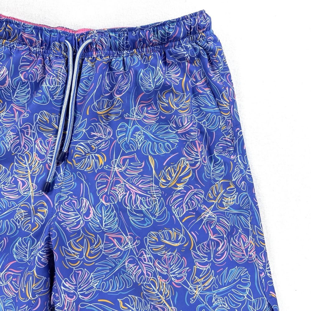 Mens Peter Millar Seaside Collection Board Shorts Swim Trunks Blue Leaves Medium - Picture 3 of 9
